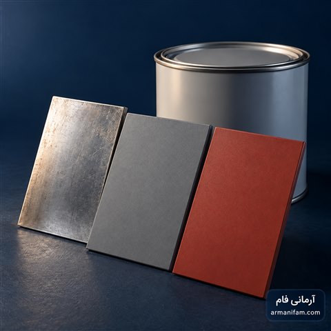 نمونه‌های مفهومی پرایمر اپوکسی صنعتی طوسی و قرمز ـ آرمانی فام
