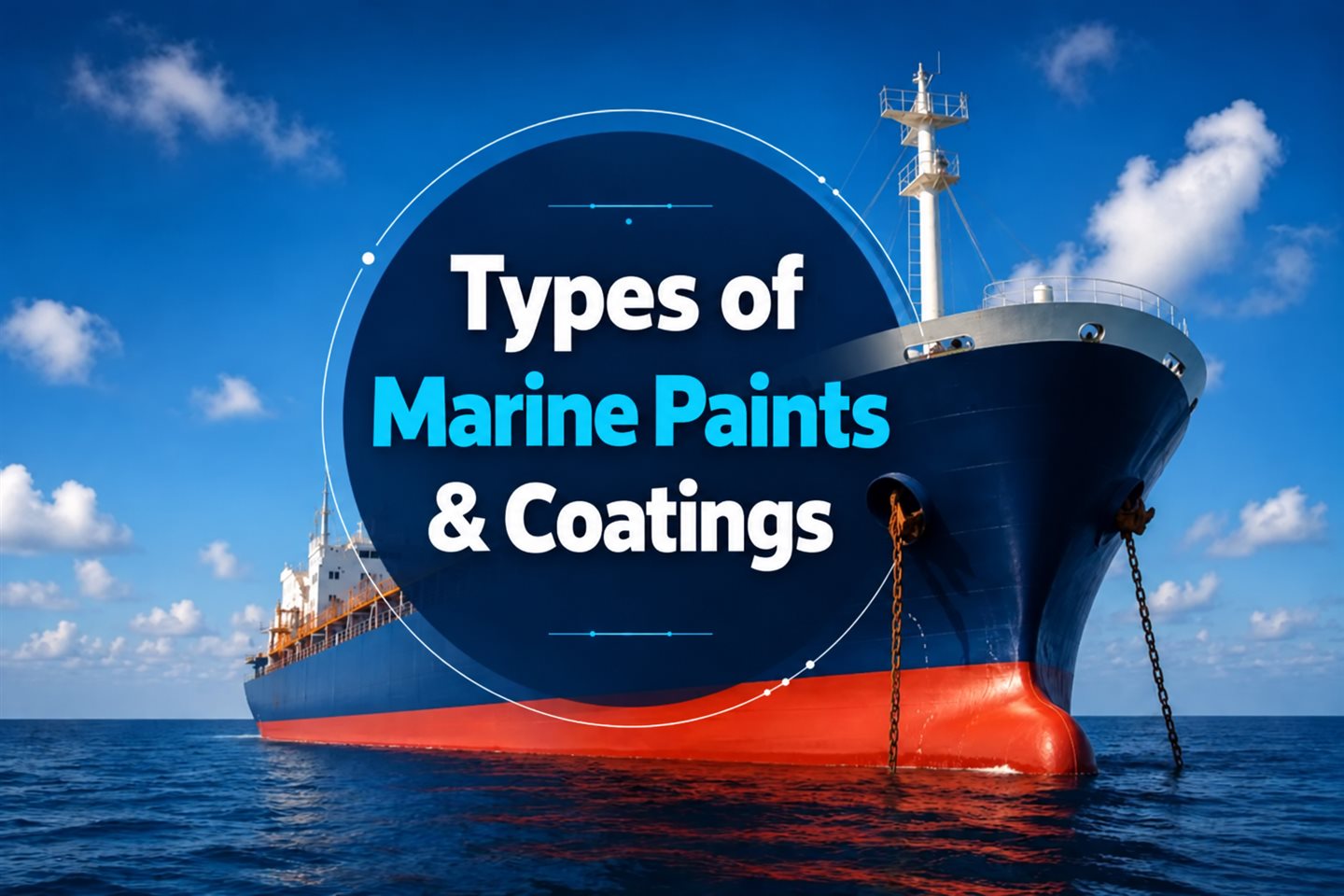 Types of marine paints and coatings illustrated by a vessel at sea