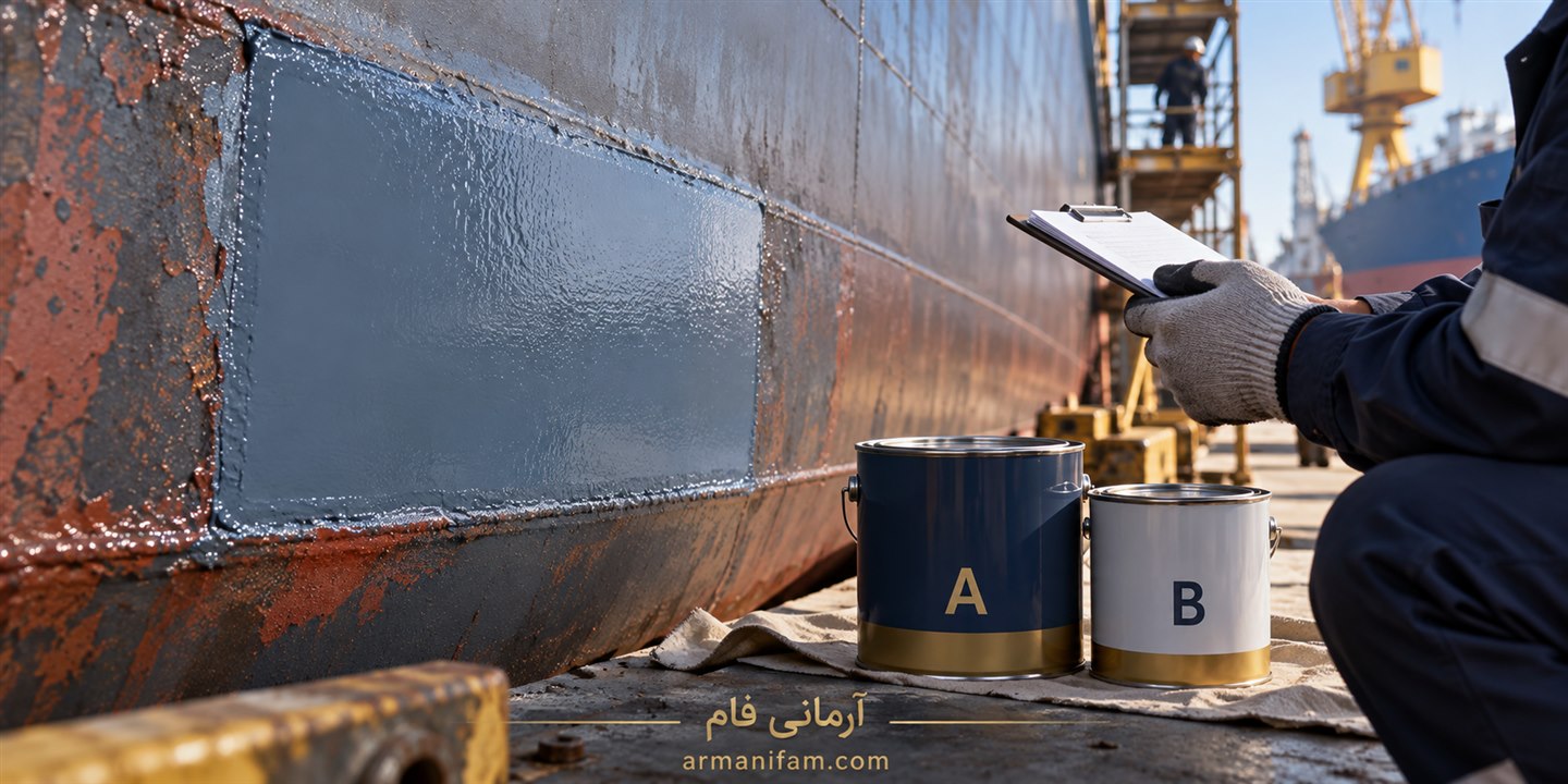 تصویر آموزشی خشک نشدن رنگ دوجزئی دریایی ـ آرمانی فام