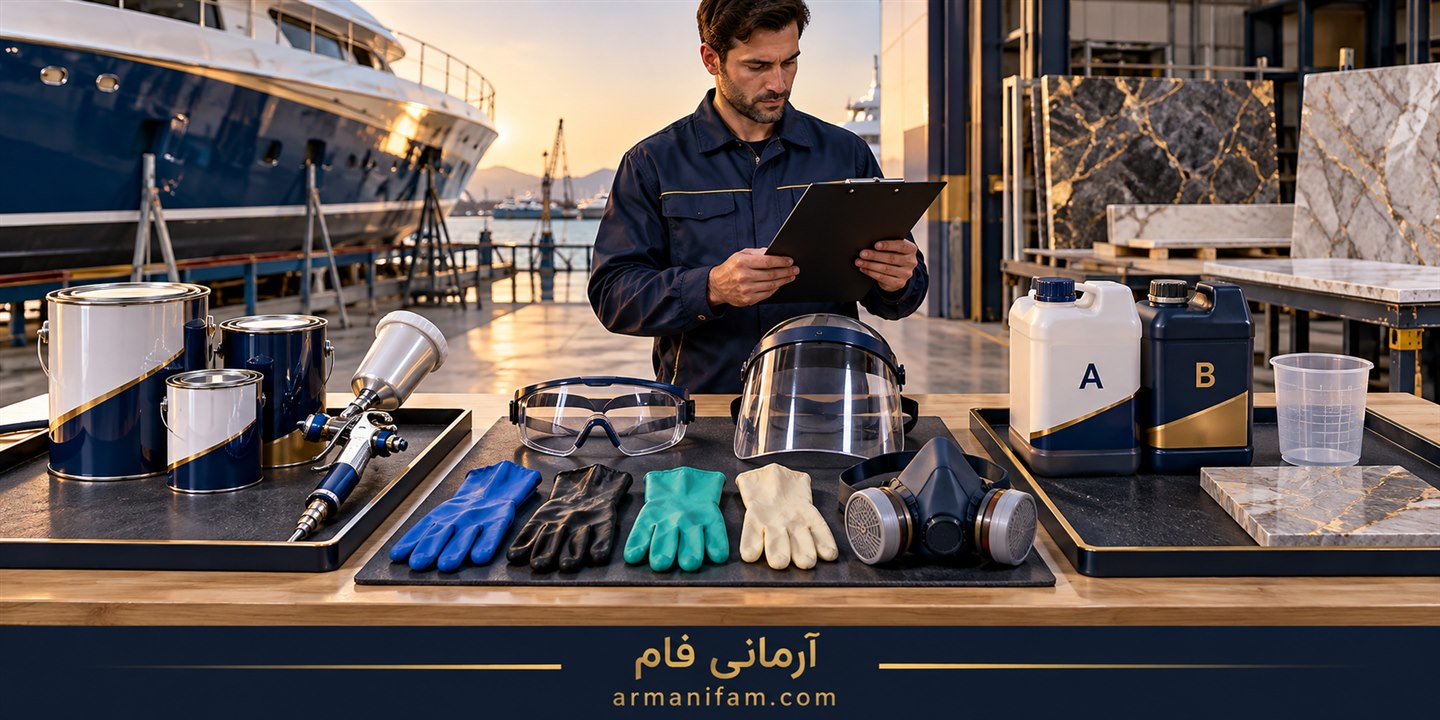 تصویر آموزشی انتخاب تجهیزات حفاظت برای رنگ و اپوکسی ـ آرمانی فام