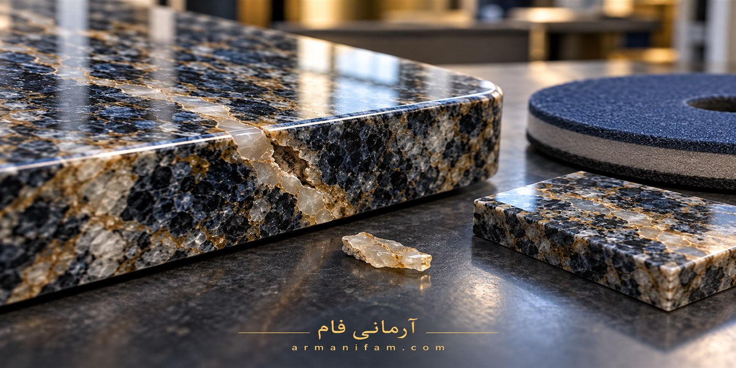 تصویر آموزشی جدا شدن اپوکسی سنگ هنگام ساب ـ آرمانی فام