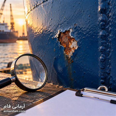 لب‌پریدگی و زنگ موضعی روی پوشش کشتی ـ آرمانی فام