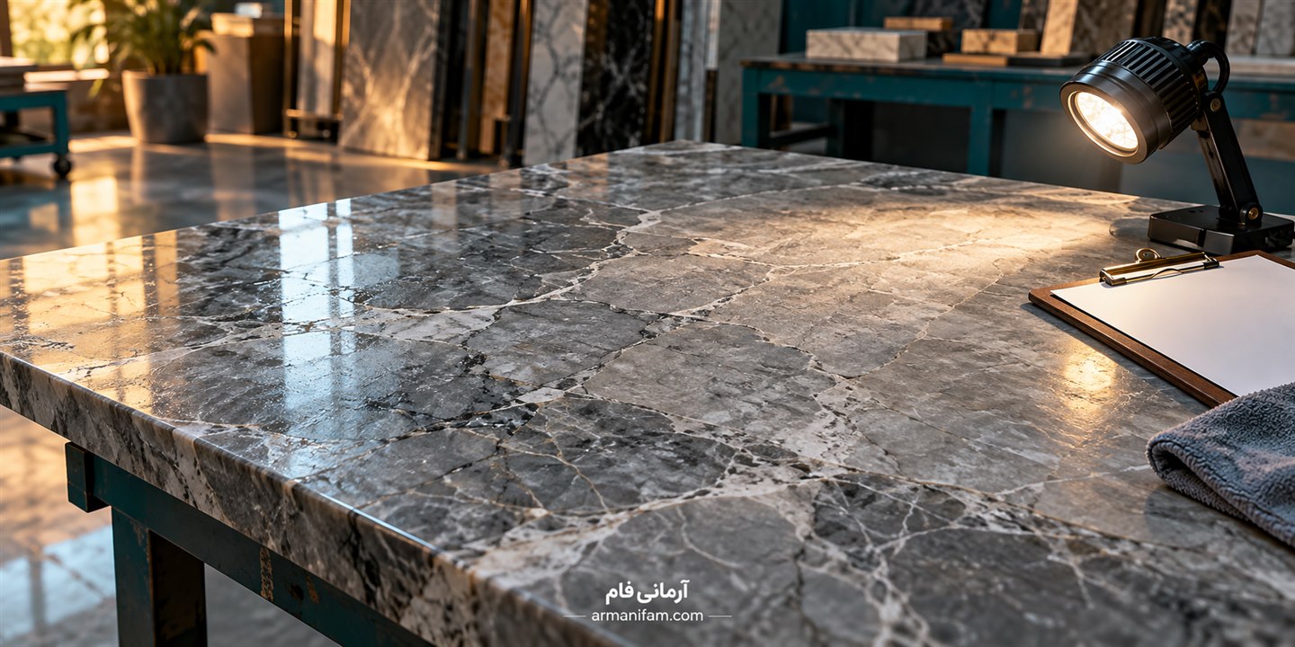 تصویر آموزشی اپوکسی روی سنگ رزین‌شده ـ آرمانی فام