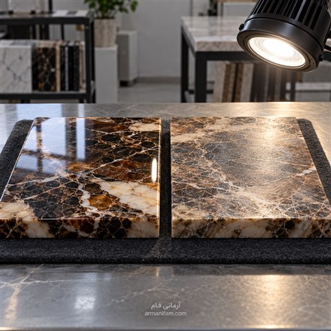 نمونه سنگ رزین‌شده برای بررسی بازکاری ـ آرمانی فام
