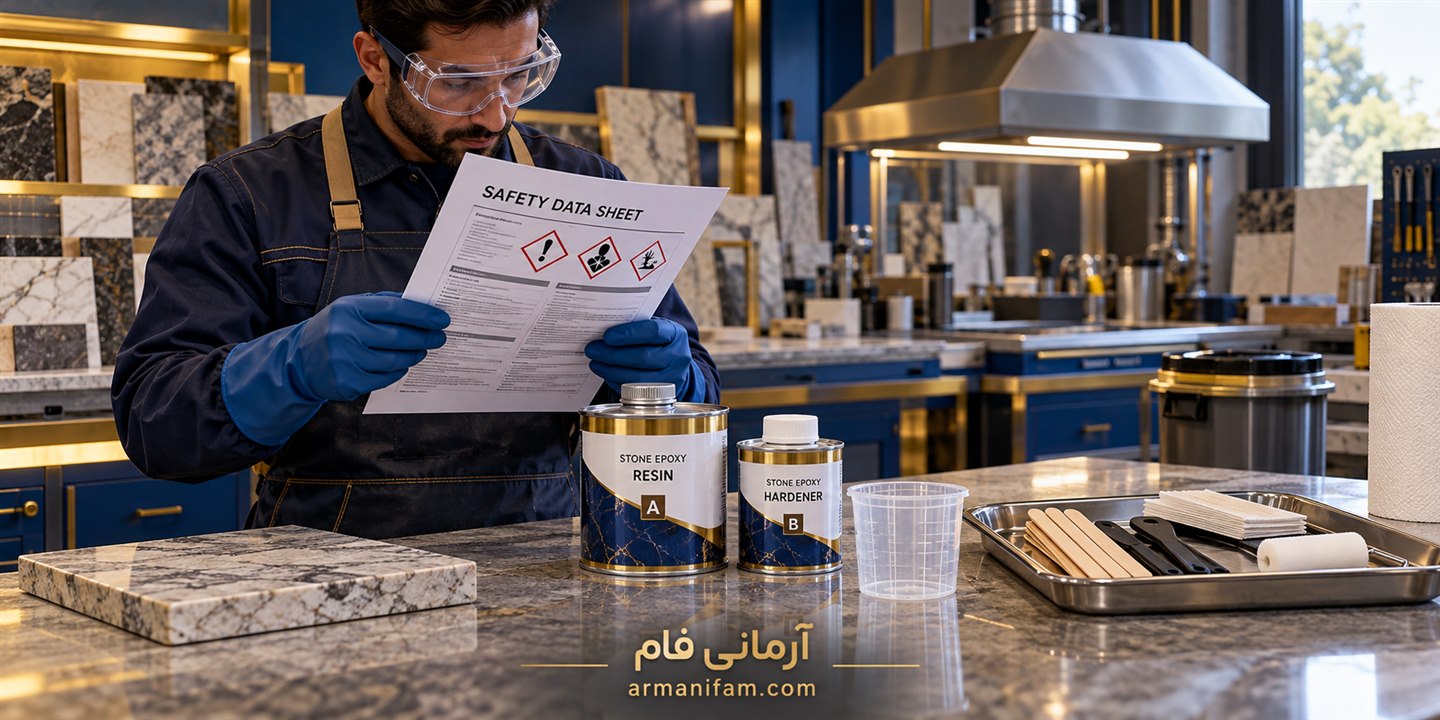 تصویر آموزشی ایمنی اعمال اپوکسی سنگ ـ آرمانی فام