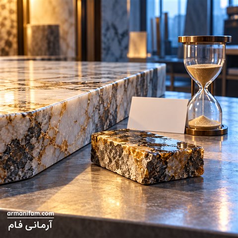 نمونه سنگ و ساعت شنی برای برنامه‌ریزی فرآوری ـ آرمانی فام