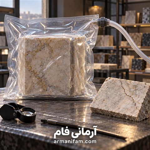 کوپ سنگ و نمونه ترک برای بررسی وکیوم ـ آرمانی فام